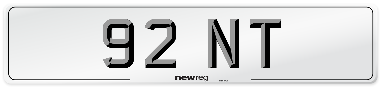 92 NT Number Plate from New Reg